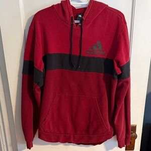 adidas Men's Red Hoodie with Black Chest Stripe